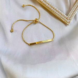 สร้อยข้อมือสแตนเลสสตีลชุบทอง 18K ดีไซน์เรียบง่ายสำหรับผู้หญิง ของขวัญเครื่องประดับแฟชั่น - Product Image 2