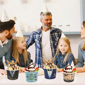 24 paquets de 9 oz, coupelles en papier jetables pour la fête des Pères, avec motif chapeau de papa, pour glace, collations et desserts, y compris pour le yaourt - Product Image 6
