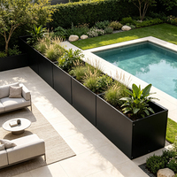 Pot Tanam Terangkat Modern dari Baja Corten yang Tahan Lama dengan Kapasitas 72L, Finishing Berkarat untuk Kebun Sayuran di Halaman Belakang