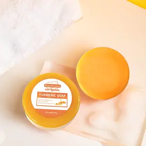 Private Label Bestseller Handmade Herbal Bio Kurkuma Clean Facial Akne Haut aufhellung Riegel Kurkuma Seife Haut aufhellung
