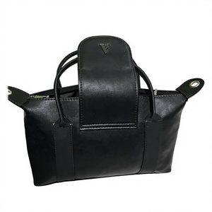 Sac fourre-tout minimaliste noir en cuir véritable, sac à main de luxe pour femme, sac à bandoulière OEM antivol résistant à l'eau avec fermeture éclair en coton - Product Image 5
