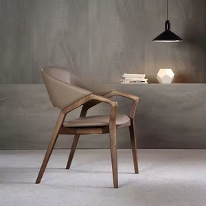 Silla de Comedor de Cuero Moderna de Lujo Italiana JP, <span class=keywords><strong>Muebles</strong></span> de Madera para Restaurante, Hotel, Cafetería, Respaldo Acolchado Confortable - Product Image 1