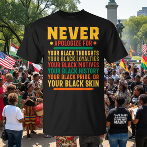 Maglietta “Non ti scusare mai per la tua nascita nera” Abbigliamento per il Mese della Storia Nera - Product Image 3