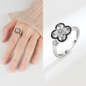 Creative Unisex Spin Anxiety Open <b>Rings</b> Cubic Zirconia Drop Glue Copper Rotating Flower <b>Stress</b> Relief Vintage Jewelry - Product Image 4