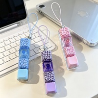 Porte-clés imprimé léopard 4 touches, mini clavier mécanique anti-stress, jouet sensoriel, vente en gros