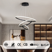 Lustre moderne en acrylique noir et or, design nordique, cercle décoratif, luminaire suspendu LED moderne pour salon, bar, chambre à coucher