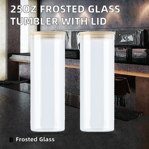 <span class=keywords><strong>Besin</strong></span> Best Seller Tasse à sublimation en verre transparent givré de 25 oz avec paille et couvercle, style classique, usage au bureau, en stock dans l'entrepôt américain - Product Image 2
