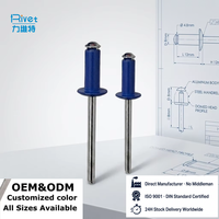 Rivet Aluminium Anodized Warna-Warni Tipe Peel Blind POP Berbagai Ukuran/ Rivet Aluminium Bentuk Bunga dengan Mandrel Baja Kotak Rivet Blind 1/8 X 1/2