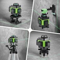 Niveau laser rotatif 4D à 16 lignes auto-nivelant vert 360°, lignes horizontales et verticales croisées, outil de mesure rechargeable pour le bricolage