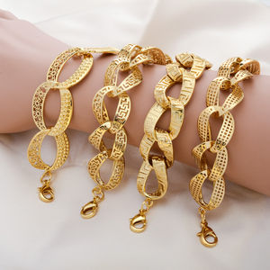 Pulseras de Cadena con Dijes de Oro para Mujer, Joyería de Moda, Pulsera de Bolas con Cadena de Eslabones, Alta Calidad para Regalo de Fiesta - Product Image 1