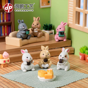 Depeng Crafts Mini Rabbit Figurines Casual Bunny Series Injection Molding Desktop Home Decoration <b>Easter</b> <b>Ornament</b> - Product Image 1