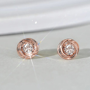 Piccoli orecchini rotondi scintillanti per donna, semplici orecchini a lobo, gioielli alla moda per tutti i giorni - Product Image 1