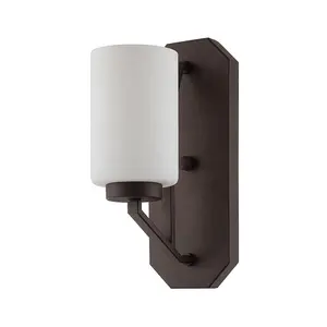 Indoor Lighting Hotel Home Dark Bronze Single Iron Wall Sconce Glass Wall Mounted Bedside Wall Light Lamp