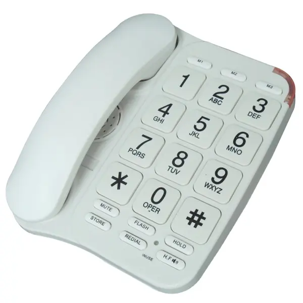 Big Button Phone White Corded Handfree Home Phones Large Number Wired Fixed Landline Desktop Telephone