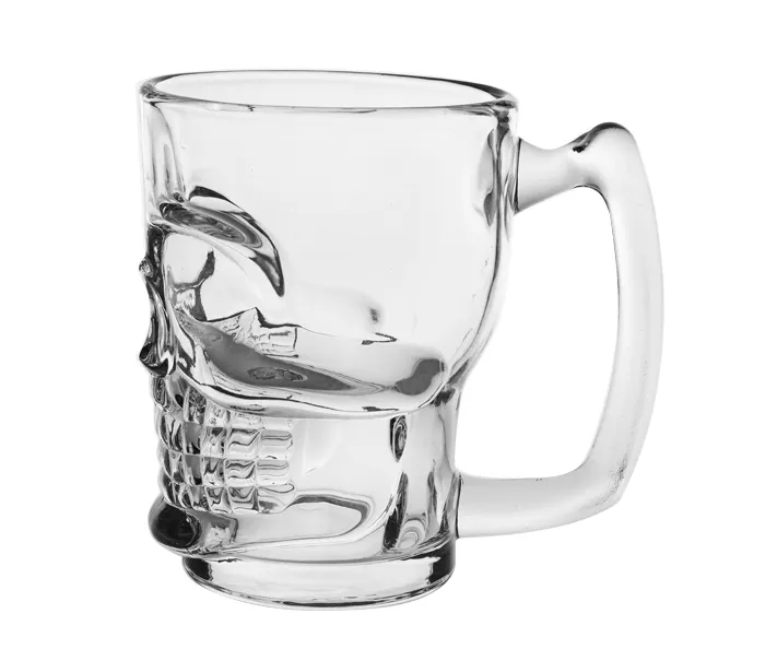 19oz 530ml special shape Drinking Glass beer Mug Skull Beer cup with handle