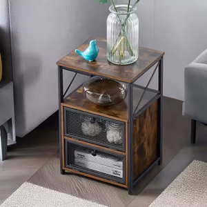 Table de chevet à tiroir latéral à rabat X-Design de style moderne Mobilier de bureau en bois robuste avec métal pour l'ameublement de la maison OEM ODM - Product Image 5