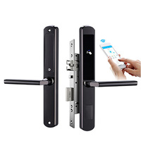 Venta al por mayor, teclado Tuya TTlock, manija de puerta corredera, huella dactilar de aluminio, cerradura de manija de puerta inteligente sin llave, cerradura inteligente
