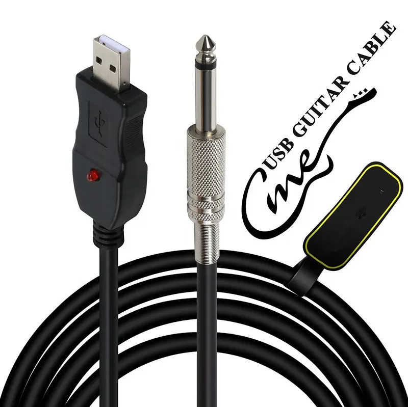Electric USB Guitar Cable Cable,Bass to Link Connection Cable Adapter,Professional Guitar to PC USB Link Recording Cable