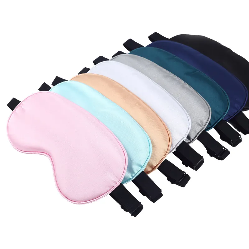 Private Label Hot New Products Double-Side Imitated Silk Satin Cloth Soft Smooth Travel Sleeping Eye Mask with Belt Adjustable