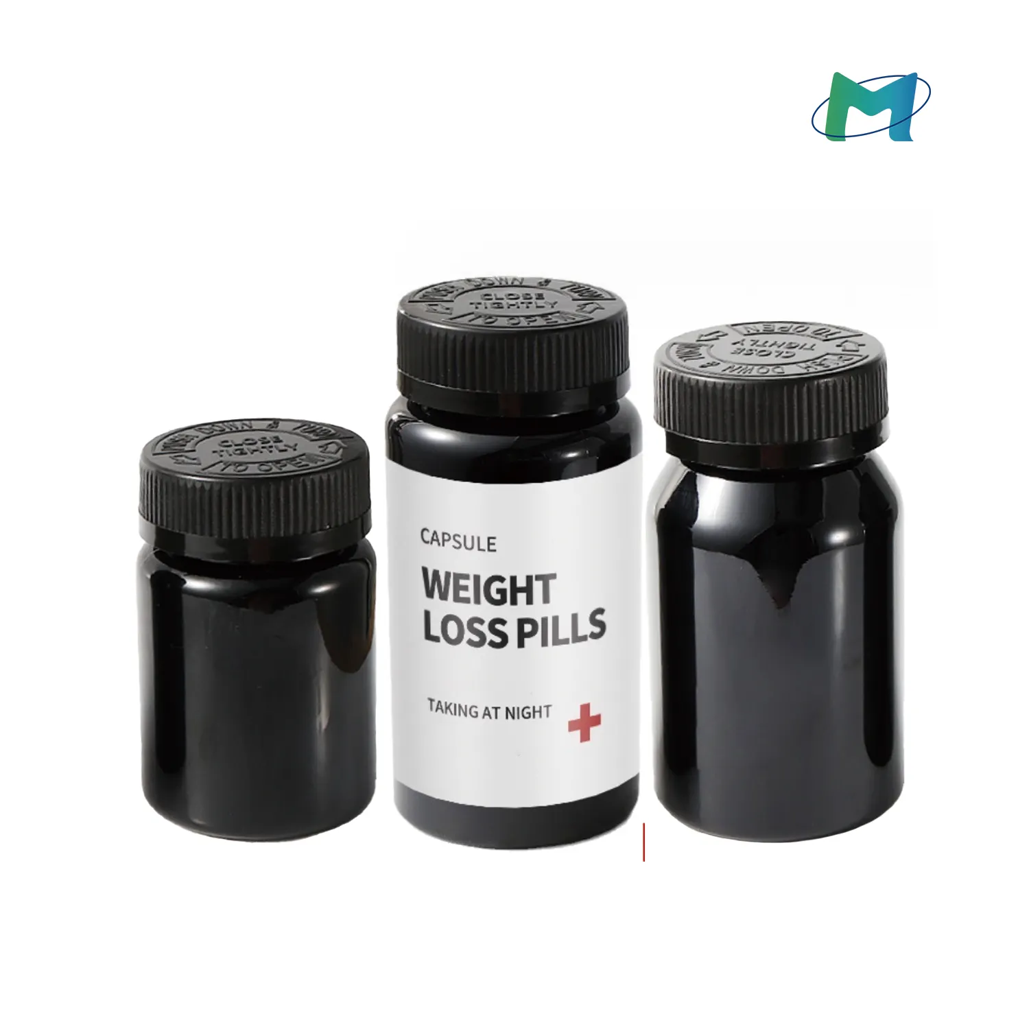 80ml 150ml tapón de rosca negro botellas negras botellas de plástico PET botellas de embalaje de medicamentos