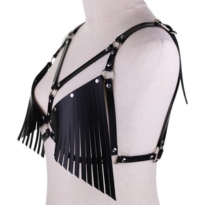 Harnais de poitrine sexy pour femme avec franges, soutien-gorge <span class=keywords><strong>cage</strong></span> en cuir PU, harnais de soutien-gorge punk réglable, vêtements érotiques, accessoires de jeu - Product Image 6