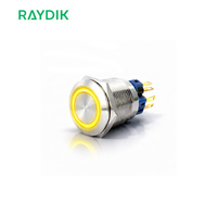 Interrupteur à bouton-poussoir momentané étanche jaune avec LED en option, 16mm, 19mm, 22mm, 25mm, pour boîtier de commande et machine CNC