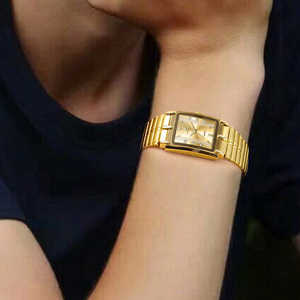 Ensemble de montres carrées en quartz pour couple, acier inoxydable, étanche, mode, montres-bracelets assorties pour homme et femme - Product Image 6