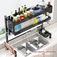 Égouttoir à vaisselle en métal pour évier de cuisine, organisateur de rangement multifonctionnel double couche pour bols et assiettes