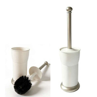 Ensemble de brosse de toilette en plastique de style nordique minimaliste avec poils doux et manche long ; Nettoyage sans angles morts pour la salle de bain