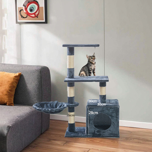 Modern Large <b>Cat</b> Tree Tower with Wooden Scratcher Wool and Sisal Shelves Indoor Climbing House for <b>Cats</b> Meow Love Product - Product Image 3