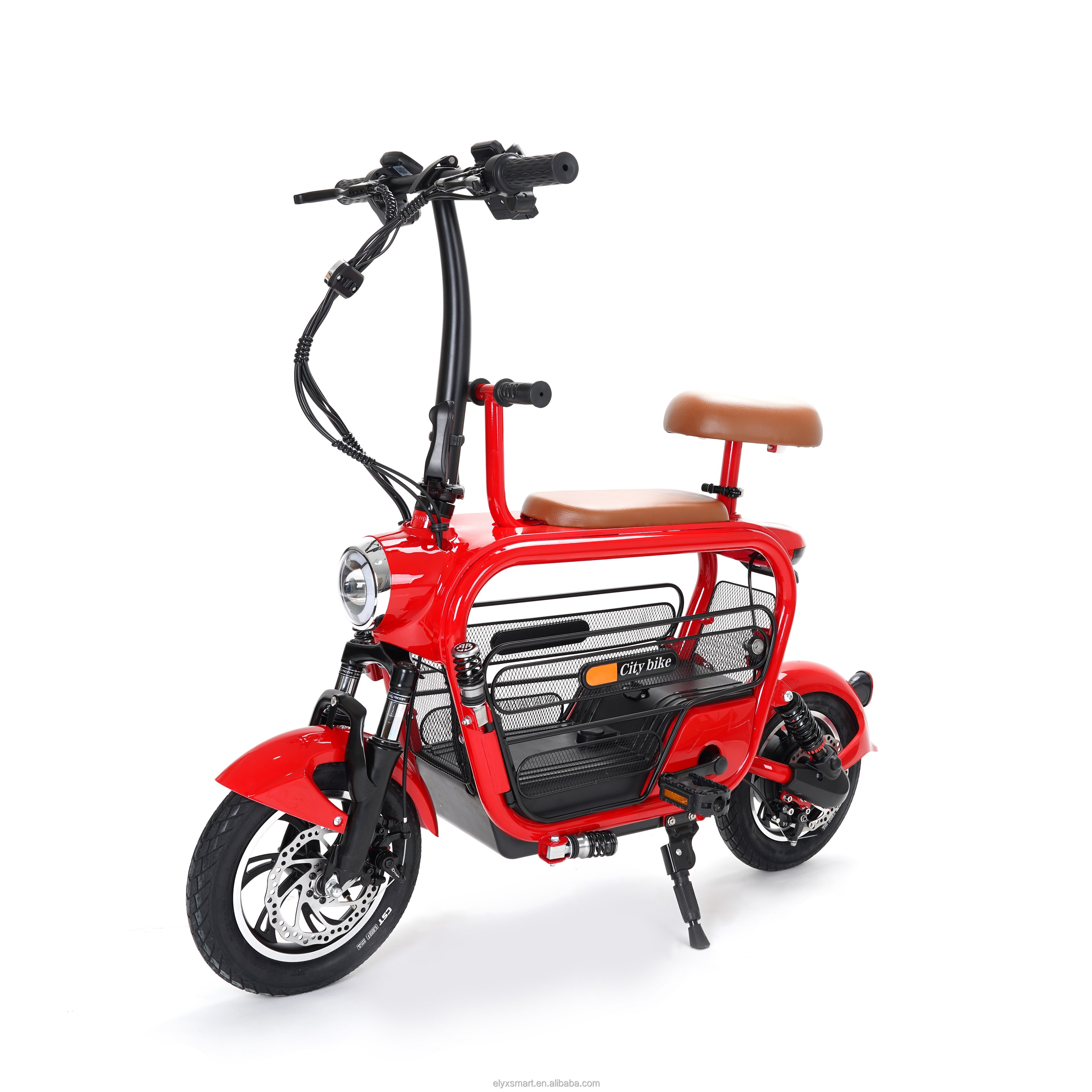mini ebike 赤 鍵付き Elyx 12 Inch Folding Electric Bike - 350W Waterproof Scooter