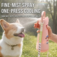 Bouteille d'eau et récipient pour nourriture pour chien portable avec pulvérisateur rafraîchissant - 3-en-1 - Gobelet pour animaux de compagnie pour la promenade