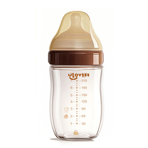 Bouteille en verre diamantée anti-colique <span class=keywords><strong>pour</strong></span> nouveau-né sans BPA avec col large et tétine en silicone - Product Image 1