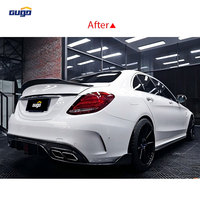 Diffuseur arrière style GUGO W205 avec feux de freinage LED et embouts d'échappement quadruples pour Mercedes-Benz Brabus Classe C W205 2015-2018