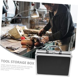 Caja <span class=keywords><strong>de</strong></span> Almacenamiento <span class=keywords><strong>de</strong></span> Herramientas Simple <span class=keywords><strong>de</strong></span> Aluminio, con Cerradura, Gran Capacidad, Resistente al Agua, Duradera, Portátil, Organizador <span class=keywords><strong>de</strong></span> <span class=keywords><strong>Maquillaje</strong></span> con Asa - Product Image 5