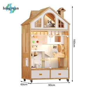 Villa de luxe moderne et personnalisable pour chat d'intérieur, surdimensionnée, respirante, avec motif animalier, armoire intégrée et vitrine complète - Product Image 6
