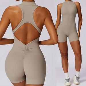 OEM Combinaison de sport pour femme sans manches à demi-zip, haute performance, dos ajouré, pour la gym et le yoga - Product Image 5