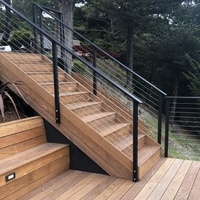 Kit de système de garde-corps à câbles pour escalier, monté latéralement, en acier inoxydable noir, personnalisable, 42 pouces, design moderne, pour hôtel, balcon, appartement