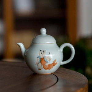 Guanlan Hand-Painted Porcelain Teapot Round With Lid Small Pear Shape For Kung Fu <b>Tea</b> <b>Set</b> Afternoon <b>Tea</b> Use - Product Image 1