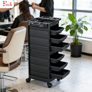 Nuovo Carrello Professionale in Plastica Nera per Parrucchieri con 6 Cassetti per Salone e Barbiere - Product Image 2