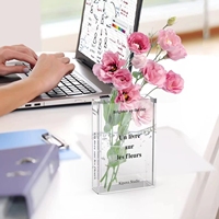 Vase à fleurs hydroponique en acrylique transparent Art Déco - Arrangements floraux pour bureau/table/sol pour la décoration de bureau