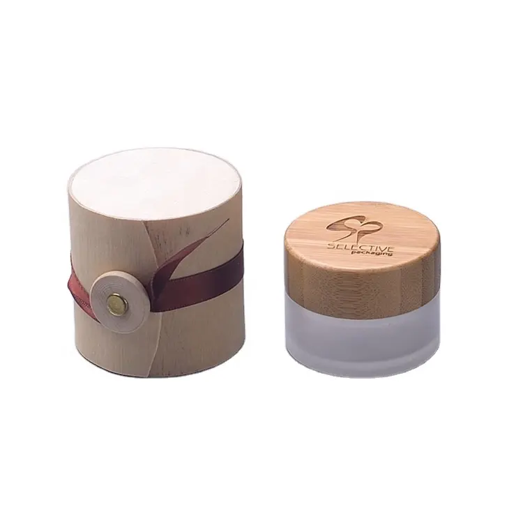 Nature wooden round gift birch cosmetic bottle outer pack stamping logo Instead scroll boxes storage