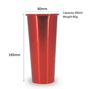 Vasos de aluminio reutilizables personalizados, vasos desechables de 16OZ, para fiesta, cerveza roja, Pong