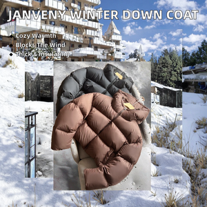 Parka d'hiver décontractée pour femme JANVENY, 90% duvet de canard blanc, à capuche, épaisse, chaude, moelleuse, coupe-vent, courte, en duvet - Product Image 2
