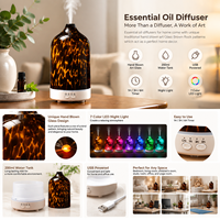 Diffuseur d'arômes en verre artisanal, décoration d'intérieur, diffuseur d'huiles essentielles USB, humidificateur d'air avec lumière LED 7 couleurs