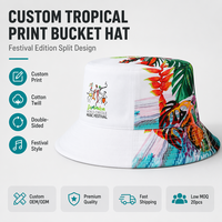 Chapeau Bob Personnalisé en Toile Imprimé Tropical Coton Été Décontracté Unisexe Voyage Extérieur Vente en Gros OEM