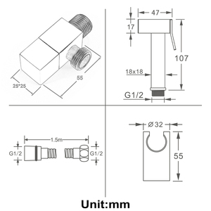 Черный Туалет стиральная Shattaf биде спрей комплект с угловым клапаном - Product Image 6