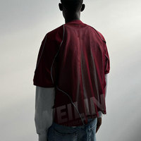 T-shirt de football surdimensionné pour hommes, maillot de football en maille américain rétro, t-shirts à imprimé streetwear respirant unique