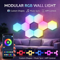 Applique Murale Triangulaire Modulaire à LED, Panneaux Muraux à Lumière Chaude, Éclairage d'Ambiance pour Chambre à Coucher, Décoration Intérieure