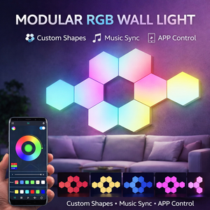 <strong>Hexagon</strong> Wall <strong>Light</strong> Modular LED Wall <strong>Panels</strong> Warm <strong>Light</strong> Bedroom Bedside Ambient Lighting Home Decor - Product Image 5